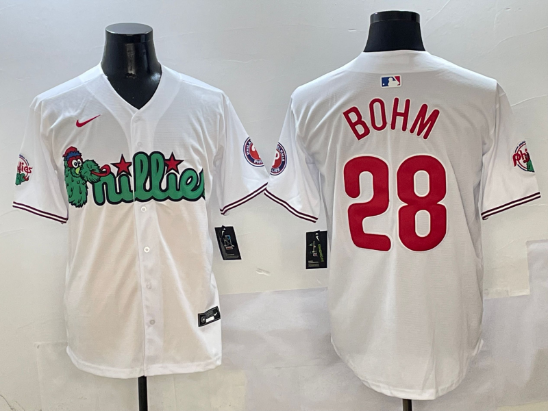 Men's Philadelphia Phillies Alec Bohm #28 White Jersey